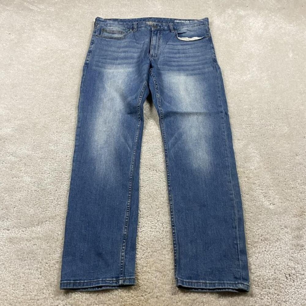 Southern Tide Charleston Fit Jeans Mens 36x32 Blue Straight Stretch Medium Wash